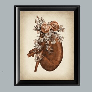 Vintage Floral Kidney Art Anatomy Artwork Nephrology Art Urologist Gift Medical Office Decor Surgeon Gift Doctor Graduation Gift
