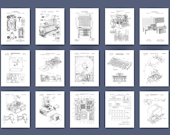 Retro Computer Patent Kunstdrucke: IT Tech Blueprint Set (Digitaler Download)