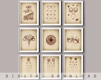 Vintage Optometry Art Prints: Eye Clinic Decor (Digital Download)