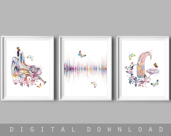 3 Hearing Aid Watercolor Print Cochlear Implant Art Deaf Gift Audiologist Gift Audiology Poster Ear Clinic Decor Medical Art Ear Anatomy Art