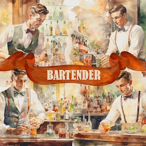 Barman Clip Art Coctail Making Cooking Art Alcohol Art Bar Art Bartender Gift Crafting Art PNG Clipart Aquarela Clipart