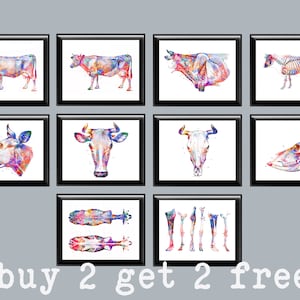 10 Watercolor Animal Anatomy Posters Cow Physiology Art Bovine Anatomy Cattle Anatomy Large Animal Veterinary Art Veterinarian Gift Biology