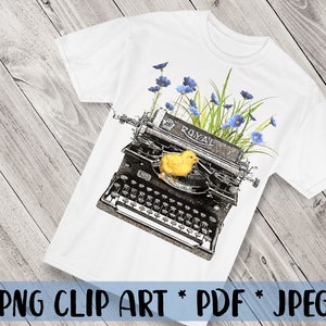 Scrittore regalo macchina da scrivere clipart arte botanica acquerello pulcino Clipart reporter regalo regalo corrispondente regalo critico regalo dell'editore