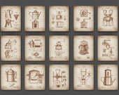 15 Vintage Coffee Patent Blueprint Cooking Decor Coffee Mill Patent Coffee Grinder Patent Kitchen Wall Art Bar Wall Art