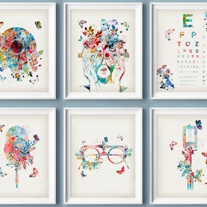 6 Ophthalmology Art Medical Art Optometrist Gift Phoropter Art Trial Fame Art Eye Check Desk Eye Clinic Wall Decor Optician Gift