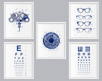 Optometry Art Prints: Eyeglasses, Eye Chart, Optician Office Decor (Digital Download)