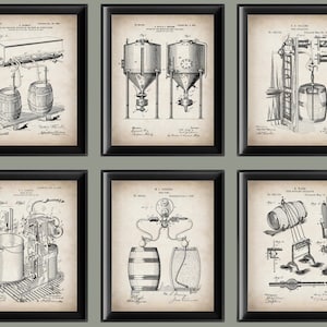 6 Beer Brewing Equipment Patent Posters Beer Making Blueprint Brewery Wall Decor Brewer Gift Bar Wall Decor Kitchen Wall Art Drinker Gift