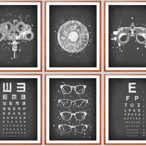 Set 6 Optometrie Poster Optiker Geschenk Augenheilkunde Kunstwerk Medizinische Wanddeko Augen Klinik Dekor Optometrist Büro Kunst Augenoptiker Geschenk