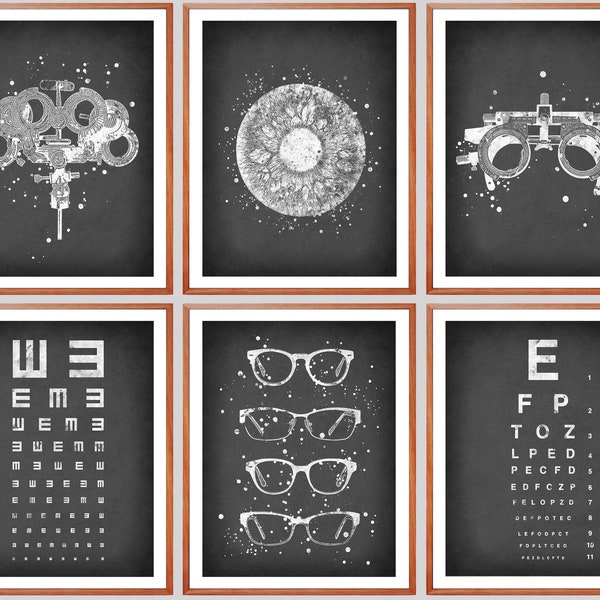 Set 6 Optometry Poster Optician Gift Ophthalmology Artwork Medical Wall Decor Eye Clinic Decor Optometrist Office Art Ophthalmologist Gift