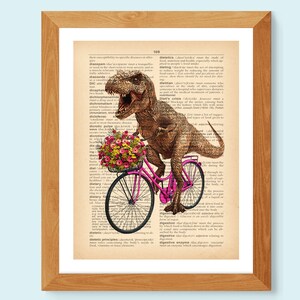 T rex on Scooter Art Dinosaur Art Vintage Decor Cute Dinosaur Dinosaur Illustration Modern Wall Art Abstract Art Funny Art Etsy
