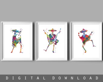 Dancing Skeleton Art Prints: Sugar Skull Poster (Digital Download)