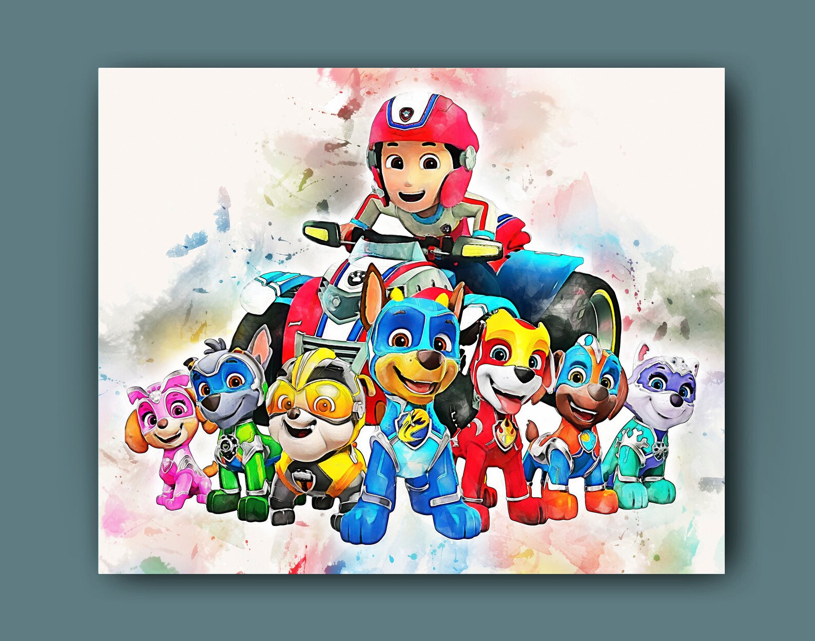 Paw Patrol Watercolor Art Print Mighty Pups Poster Boys Room Etsy
