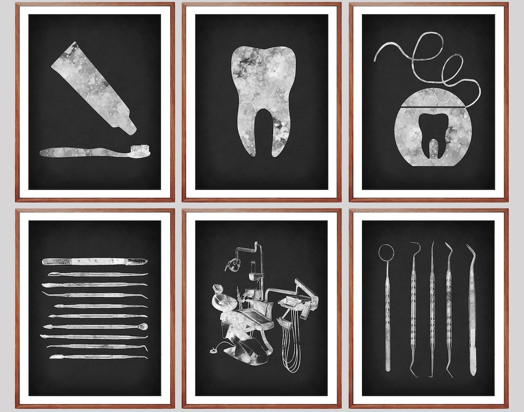 Set 6 Dental Health Art Dental Anatomy Art Dentist Gift Etsy