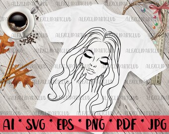 Woman Face Silhouette Clipart Makeup SVG Clip Art Fashion Poster Beauty Salon Decor Cosmetologist Gift Fashion Party Design Idea