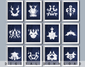 Rorschach Test Art Print Set: Psychology Illustration (Digital Download)