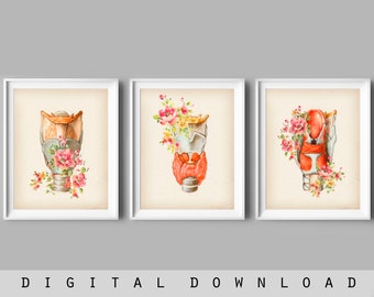 Larynx Anatomy Art Prints: Floral Throat Decor (Digital Download)