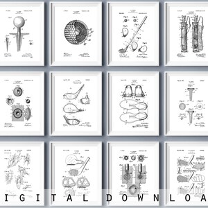 Set 12 Golf Patent Art Golfer Gift Sport Decor Vintage Inventions Sport Bar Wall Decor Fitness Center Decor Husband Gift Father Gift