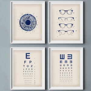 4 Optometry Art Vintage Science Art Medical Art Ophthalmology Poster Human Eye Art Eye Check Table Eye Clinic Wall Decor