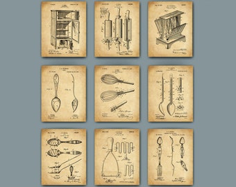 Vintage Kitchen Patent Art Prints: Chef Decor (11x14)