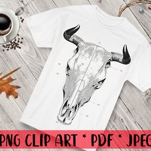 Cow Skull Clipart, Farm Animal Clipart, Vet Anatomy, Goth Clipart, Veterinary Artwork, Biology Clipart, Vet Designs, Skull Tattoo Idea