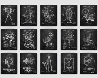 15 Camera Patent Posters Vintage Movie Camera Blueprint Cinema Art Home Theater Wall Decor Movie Art Photographer Gift Photographic Studio