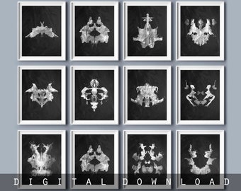 Rorschach Test Watercolor Inkblot Posters: Medical Art Prints (Digital Download)