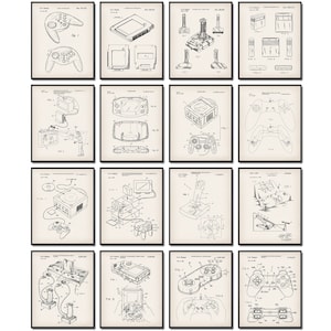 16 Vintage Videogame Patent Prints, Electronic Game Blueprint, Console Game Patent, Computer Game Patent, Gamer Birthday Gift, Game Room Art