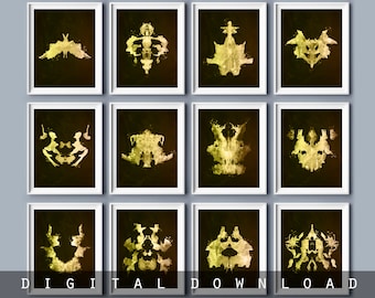 Rorschach Inkblot Art Prints: Psychologist Office Decor (Digital Download)