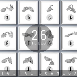 Juego de 26 tarjetas del alfabeto de señas de AUSLAN, Lenguaje de señas australiano, Educación del alfabeto, Decoración de lenguaje de señas australiano, Póster de Auslan, Arte de comunicación