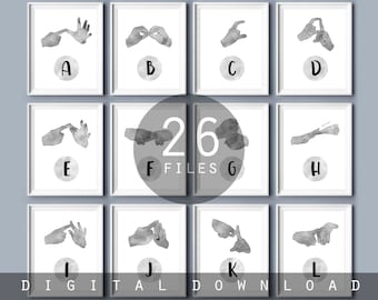 AUSLAN Alphabet Sign Language Poster: Education Decor (Digital Download)