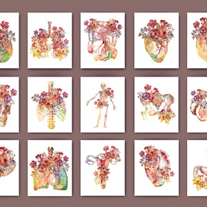 15 Floral Anatomy Art Physiology Art Medical Artwork Anatomical Heart Art Skull Art Brain Art Doctor Gift Clinic Wall Decor Physician Gift