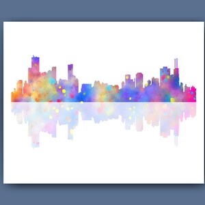 Chicago Cityscape Art illustrierte Stadtbild Yorkie Skyline Grafik USA Plakat Reisekunst Abenteuerkunst Büro Wanddeko Housewarminggeschenk