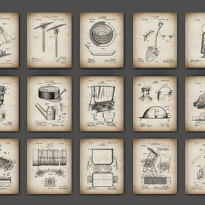 15 Gold Ruch Art Gold Mining Blueprint Prospecting Patent Art Vintage Mining Equipment Patent Miner Gift Engineer Gift Mechanic Gift