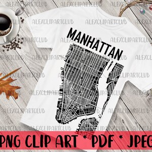 Mapa Manhattanu w Nowym Jorku ze współrzędnymi geograficznymi PNG Clipart Mapa miasta USA Plakat z każdą ulicą Wydruk PNG Sublimacja Prezent podróżny