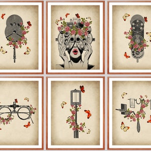 6 Vintage Optometry Tools Art Ophthalmology Art Doctor Instrument Decor Optometrist Gift Ophthalmic Clinic Wall Art Refractor Art Optometer