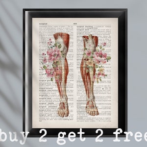 Foot Anatomy Art Print: Vintage Dictionary Page, Medical Decor