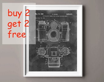 Vintage Camera Patent Print: Black & White Blueprint Art (Digital Download)