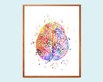 Watercolor Brain Anatomy Art Print: Neurology Clinic Decor (Digital Download)