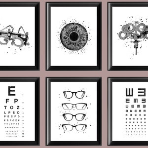 6 Optometrist Office Art Ophthalmology Art Medical Art Optician Gift Human Eye Art Refractor Art Trial Frame Art Eyeglasses Art