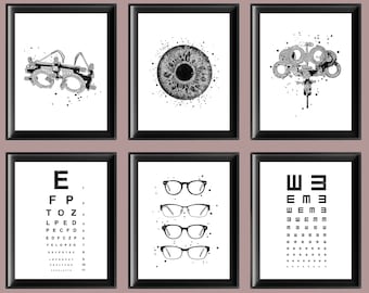 Optometrist Office Art Prints: Eye Chart, Trial Frame (Digital Download)