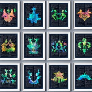 12 Rorschach Art, Rorschach ink blots, Medical artwork, Psychiatry art, Psychology art, Psychiatrist gift, Psychologist office wall decor