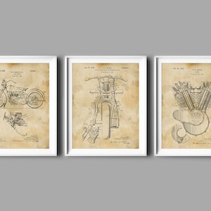 Motorcycle Vintage Patent Print Set Engine Blueprint Mechanics Art Transport Invention Poster Biker Gift Engineer Gift
