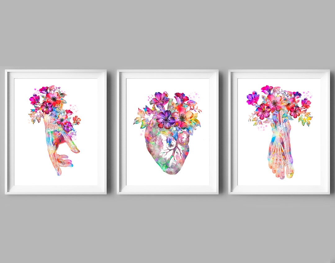 Anatomy Watercolor Art Prints: Floral Medical Decor (digital Download ...