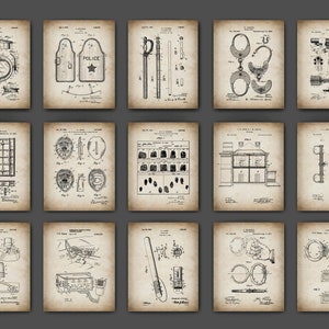 15 Police Force Patent Posters Law Enforcement Blueprint Policemen Gift Police Patrol Equipment Art Lawyer Office Decor Law Agency Decor