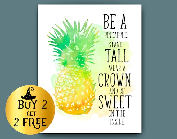Watercolor Pineapple Print: Positive Quote Art (Digital Download)