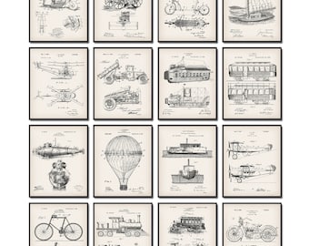 Impressions vintage de brevets sur les transports : art du plan mécanique (téléchargement numérique)