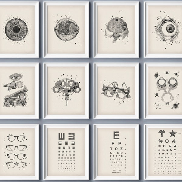 12 Art ophtalmique Anatomie de l’œil humain Affiche Optométriste Cadeau Ophtalmologiste Cadeau Vision Art Médical Œuvre d’art Ophtalmique Clinique Décor