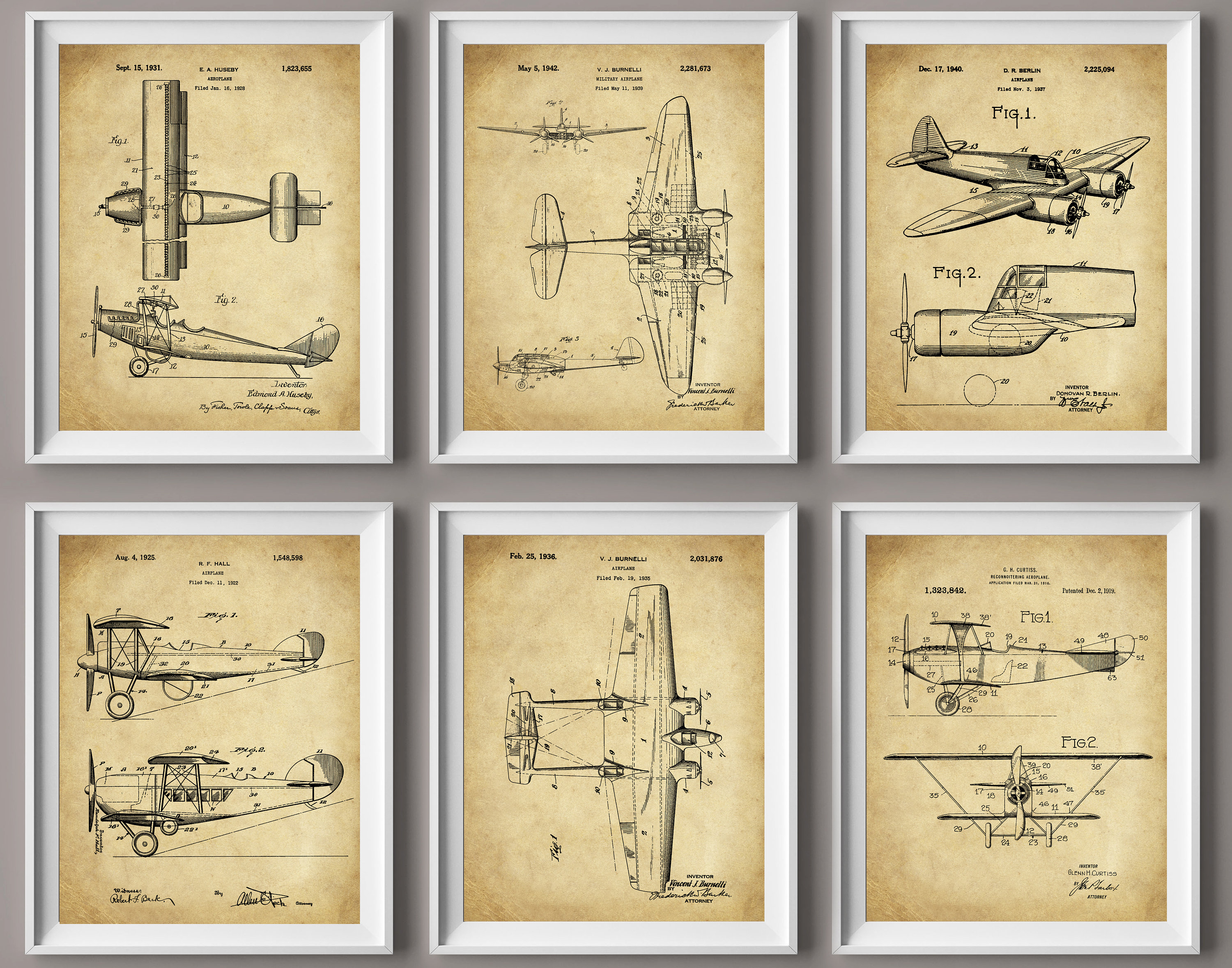Vintage Airplane Patent Art Print: Aviation Blueprint Poster - Etsy