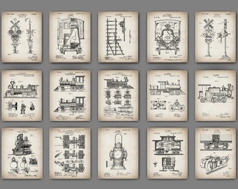 Impressions de brevet de locomotive vintage : art du plan du chemin de fer (téléchargement numérique)