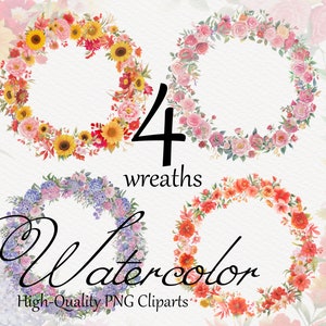 4 Grinalda Floral Clipart Flor PNG Blooming Bouquet Clipart Posy Clipart Casamento Clipart Cartões de casamento Designs Idéia PNG Transparente